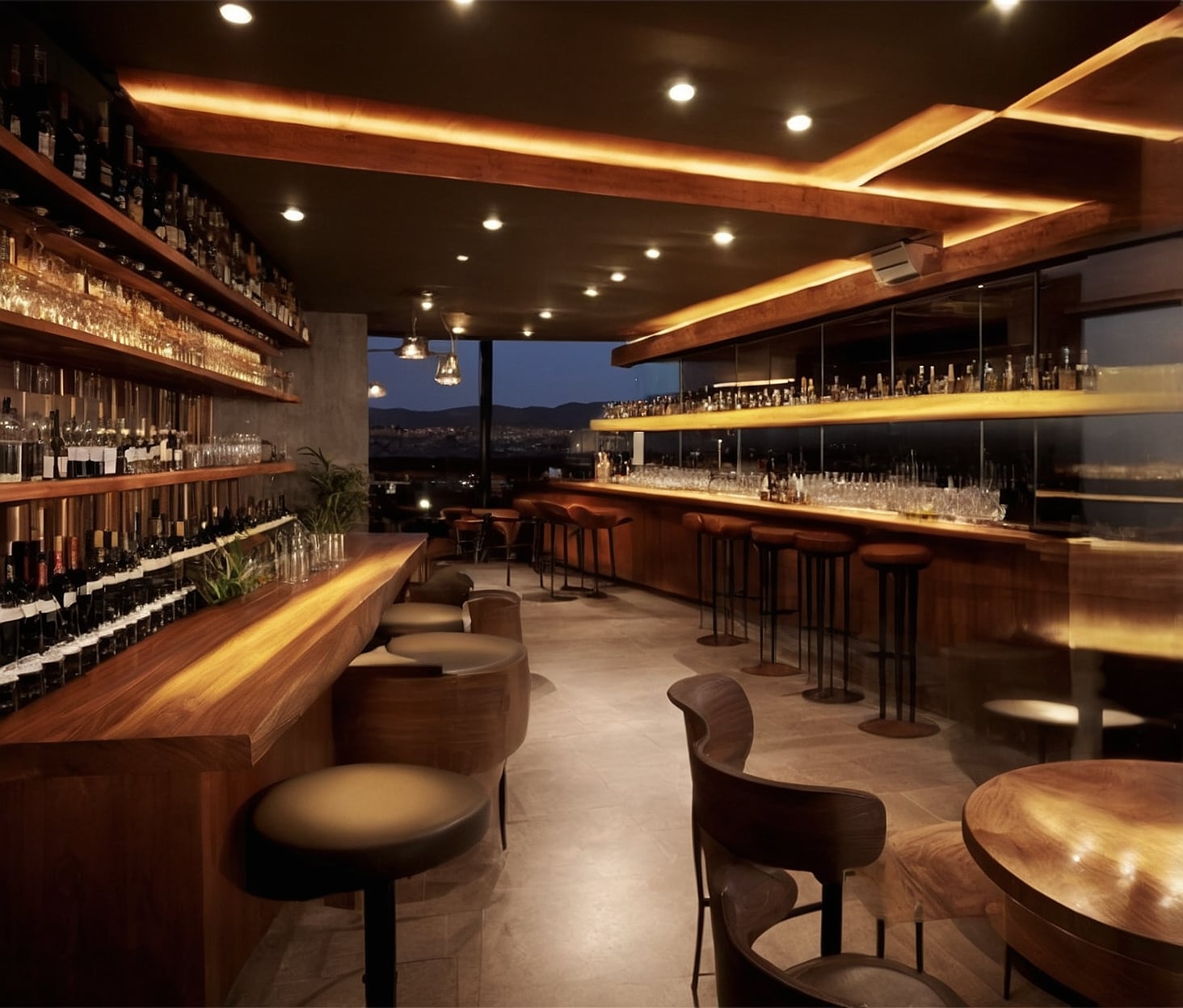 Bebidas servidas en barra con estilo